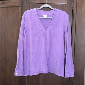 J. Jill Lavender V-Neck Long Sleeve Top